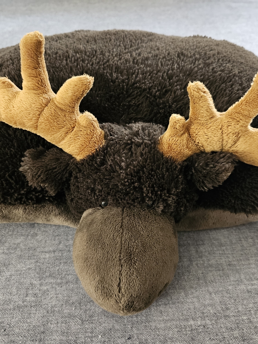 Original PillowPet Moose Pillow in Dark Brown with Tan Antlers